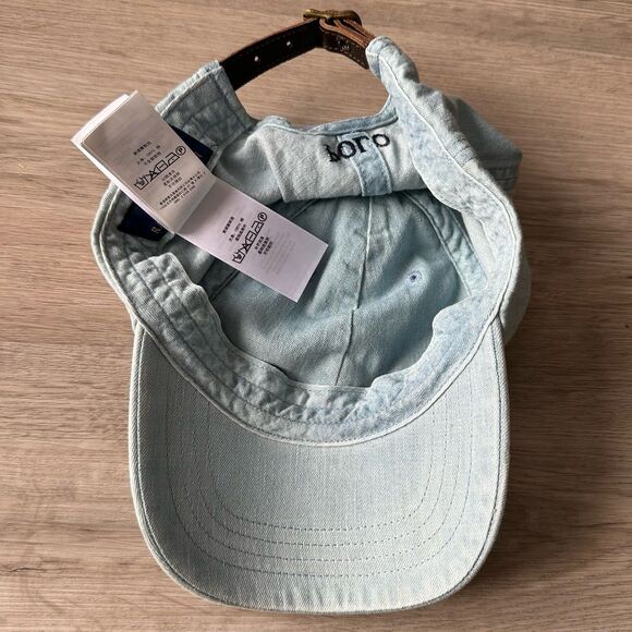 Polo Ralph Lauren Cotton Chino Very Light Denim Ball Cap Hat OSFM - Authentic - Picture 8 of 11